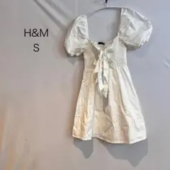 M782 エイチアンドエム H&M パフスリーブ ワンピース S リボン