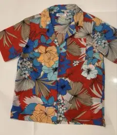 アロハシャツ　赤系 花柄シャツ　派手柄シャツ LIVEやフェスに☆
