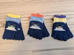 キッズ靴下セット ペンギンデザインとストライプ柄