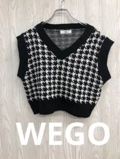 z-472 WEGO ハウンドトゥース Vネックニットベスト L
