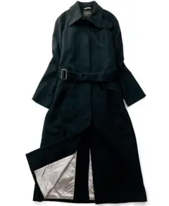 【人気 高級】トゥモローランド カシミヤ100% ベルト ロングコート 黒 L
