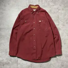【XL】carhartt カーハート　刺繍ロゴ　ワインレッド　ワークシャツ