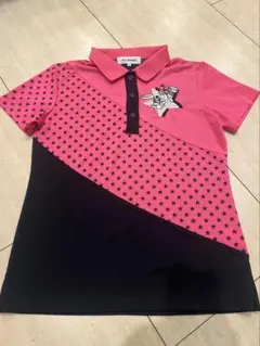 M-U SPORTS ピンク黒 星柄 ゴルフシャツ 40