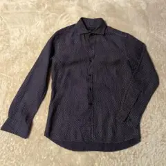JOSEPH HOMME ネイビー ドット柄 リネンシャツ