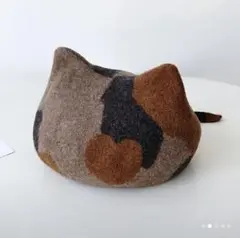 カモフラージュ猫耳ベレー帽　モカ　可愛い　お洒落　個性的　カジュアル　新品