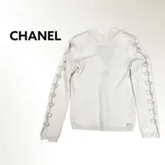 シャネル デザインスリーブ カシミヤ Vネック 2way 長袖 ニット セーター