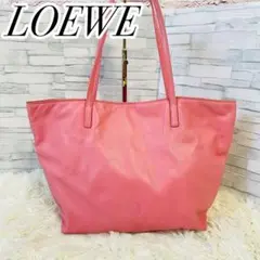 LOEWEロエベ レディース トートバッグ レザー ピンク ロゴ ナッパ