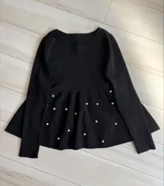 COCODEAL Coco Deal ビジュー付きペプラムニット ブラック