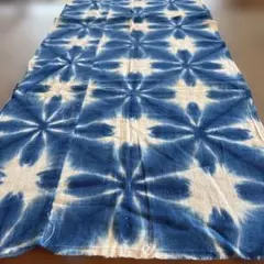 古布　藍染　雪花絞り　ハギレ　約42✖️128