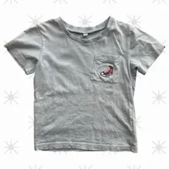子供Tシャツ 100cm 赤いスニーカー刺繍 ブルー キッズ ベビー 綿 100