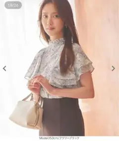 神戸レタス 小澤美里さんコラボ　フリルスリーブシアーブラウス