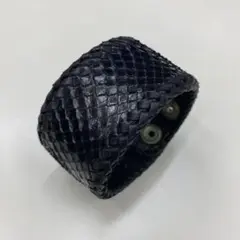 1個　パイソン　ブラック　レザー　ブレス　ブレスレット　バングル