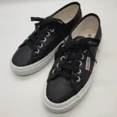 ほぼ未使用　スペルガ　superga スニーカー　黒　ラメ　23