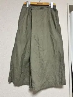 スタディオクリップ　リネン100%オリーブグリーン ガウチョパンツ