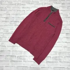 【インターメッシォ】美品✨ハーフジップニット ハイネック カシミヤ混 ピンク L