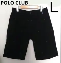 POLO CLUB　メンズ　ハーフパンツ　Ｌサイズ　黒　刺繍　ユリの紋章