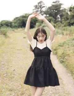 BUBBLES バックリボンジャガードキャミワンピース