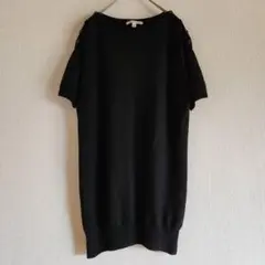 【UNIQLO】（L）カシミア混ボートネック半袖サマーニット/チュニック丈/無地
