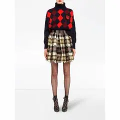 miu miu ミュウミュウ ビジュー チェック バルーン スカート 38