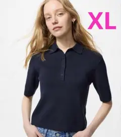 【新品・タグ付き】　UNIQLO ポロセーター半袖　ネイビー　XL