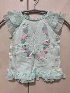mezzopianoミントグリーン アイスクリームプリント Tシャツ