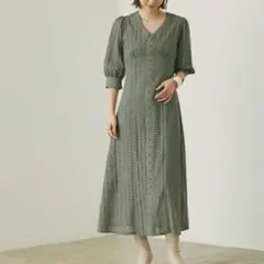titivate パフスリーブコットンレースワンピース
