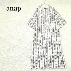 ANAP アナップ　ロング丈カーディガン　羽織り　半袖　総柄　シアー　スリット