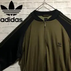 美品4XL⭐️90s adidas トラックジャケット 刺繍 vintageカーキ