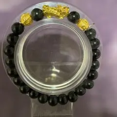 黒の天然石ブレスレット 17cm