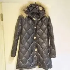 フランシュリッペブラック リバーシブルロングコート 中古品