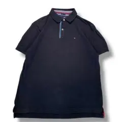 F214【即購入OK】TOMMY HILFIGER半袖ポロシャツ　L　ブラック