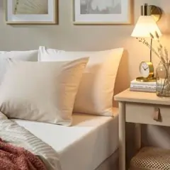 未開封 IKEA ナットヤスミン ボックスシーツ ホワイト ダブルサイズ