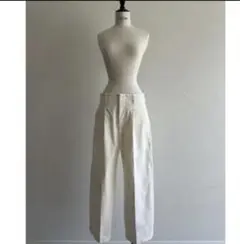 完売 JULY NINE チノパン　アッシュホワイト Mサイズ　試着のみタグ付き Y's BORN PRODUCT] COTTON TWILL RANDOM TUCK PANTS(XS Light