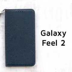 Galaxy Feel2 手帳ケース シンプル ブラック ストラップ