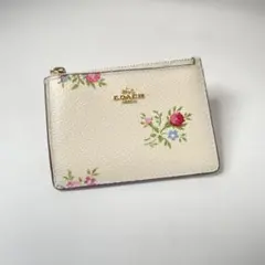 美品 コーチ COACH 花柄 コインケース ポシェットクレ 定期 カード入れ