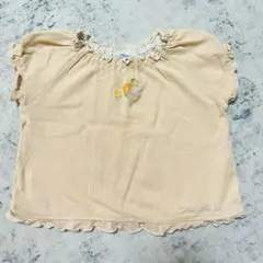 familiar オレンジ白　フリル袖Tシャツ