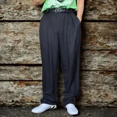 00s SAKS FIFTH AVENUE シルクスラックスパンツ ヘリンボーン