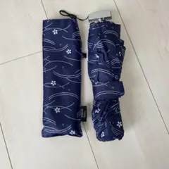 Natural Basicネイビー 花柄 晴雨兼用 折りたたみ傘　軽量　美品