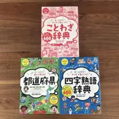 オールカラー楽しく覚える ことわざ辞典・都道府県・四字熟語辞典　3冊セット