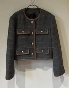 NAMUGRIM　ポリエステル70％　ウール30％　ノーカラージャケット