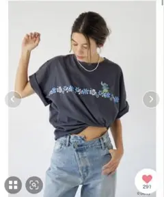 Ungrid スティッチデザインプリントTee