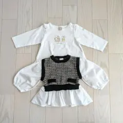 petit main 80センチ 長袖ブラウス&Tシャツ 2枚まとめ売り