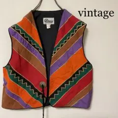 古着好きに!vintage Girasol ネイティブ デザインベスト コンチョ