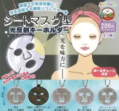 シートマスク型　光反射キーホルダー　全５種セット