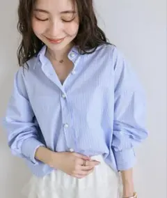 Laboutique BonBon 新品 ストライプクロップドシャツ ブルー