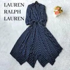 良品 ローレンラルフローレン シャツワンピース マキシ カシュクール リボン L