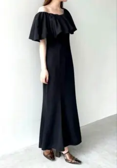 COCODEAL オフショルバルーンケープカットワンピース ココディール 黒
