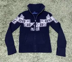 RALPH LAUREN HAND KINT 手編みジップアップノルディック柄