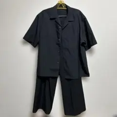 ブラック 半袖シャツ ワイドパンツ セットアップ