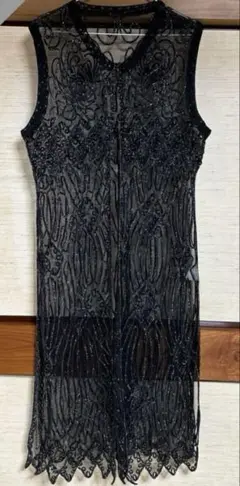 ベスト　ジレ　シースルー　黒　フリーサイズ　　Se.Range used品